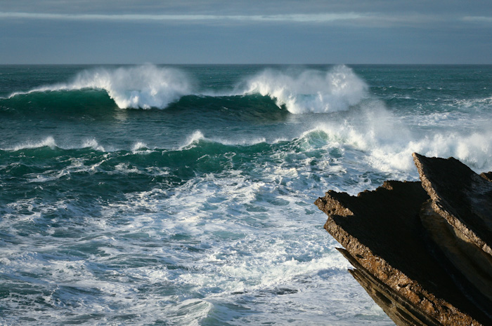 Rough seas on the coast of Portugal.