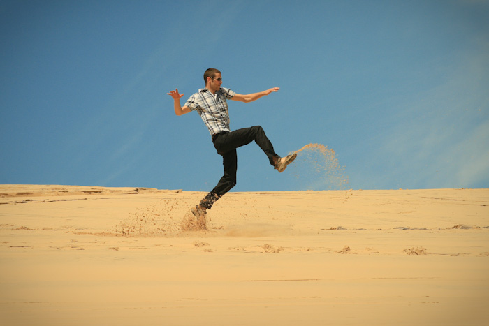 Jumping on the Dune de Pyla, France (photo by Pola).