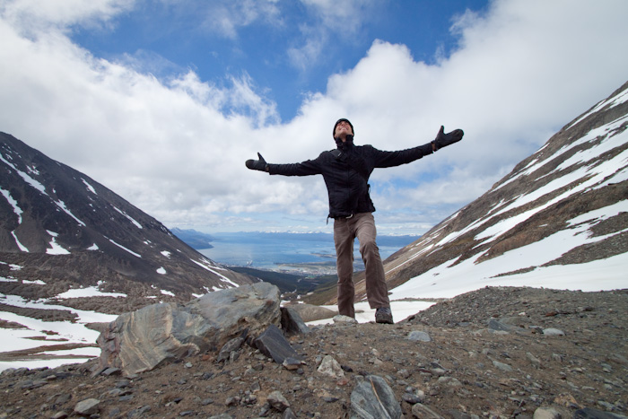 Self portrait in front of the Beagle Channel.