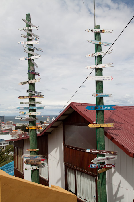 One of the hostels has sign posts pointing to other cities (photo from 2009 trip).
