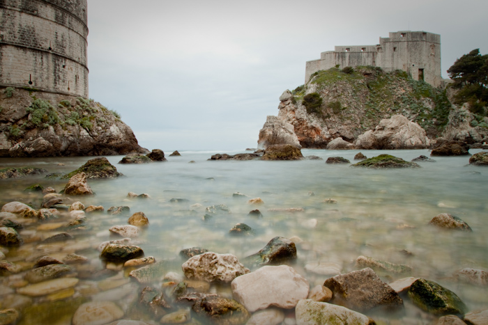 In this photo, the sun set a while before, but the still-visible clouds means it could pass for an overcast day. The problem here is that the water isn't moving enough, so it looks fake, but not in a pleasing way.