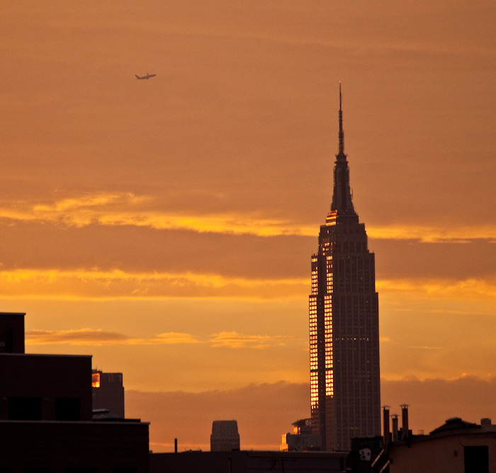 Empire State Building, reflecting the sunset. Awesome.