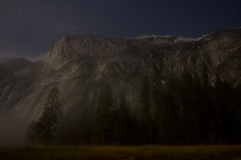 Another moonlit view of the valley walls.