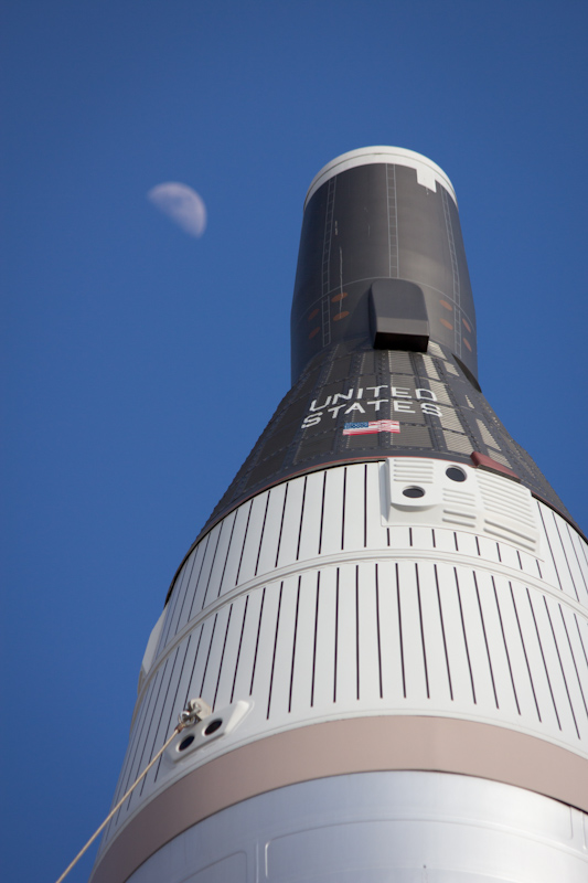 Kennedy Space Center: The Murcury capsule and the Moon.