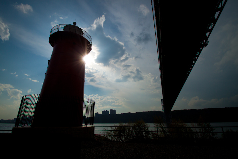 I cycled most of the way round Manhattan, keeping as close to the shore as possible. Under the George Washington Bridge I found this tiny lighthouse.